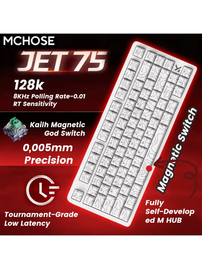 MCHOSE Jet 75 Gaming-Tastatur in Weiß mit Hall-Effekt Magnetschaltern, Hot-Swap und RGB-Beleuchtung - Bild 5