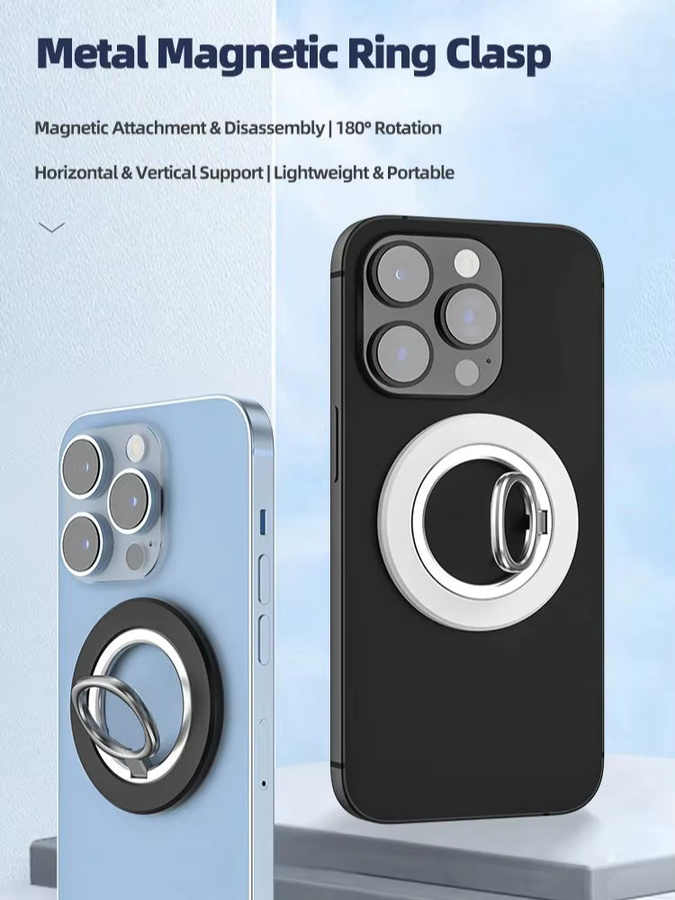 QGhappy Magnetischer Telefonhalter mit Magsafe Fingerring und 360 Grad rotierbarem Klappständer in Schwarz - Bild 6