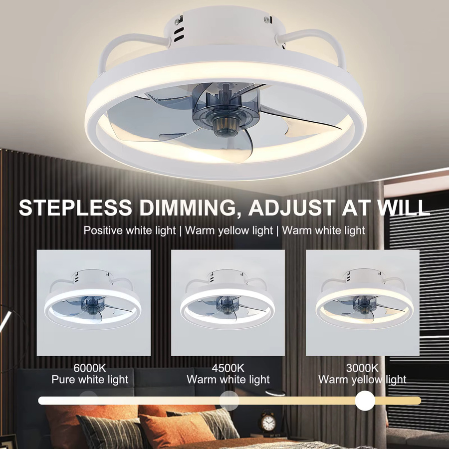 Avehrit Intelligente LED-Deckenventilatorleuchte in Weiß mit 55W, 4400LM, Fernbedienung und App-Steuerung, dimmbar mit 6 Geschwindigkeiten für Schlafzimmer und Wohnzimmer - Bild 5