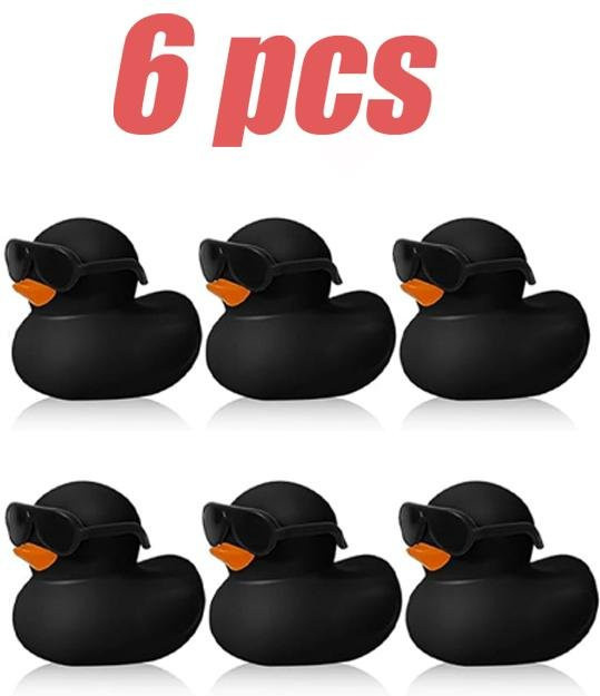 Binchi Outdoor Product Schwarze Gummi-Enten mit Sonnenbrillen, Quietschende Gummi-Enten, 48 Stück - Bild 1