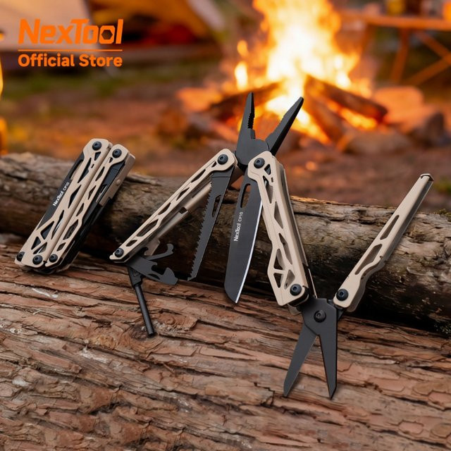NexTool 12-in-1 Multitool Camping-Werkzeugset in Gold mit Zange, Schere und Messer für Outdoor und Survival - Bild 1