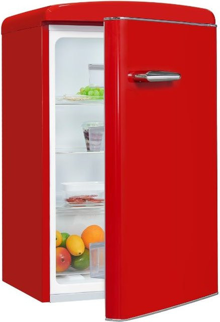 Retro Vollraumkühlschrank RKS120-V-H-160E in Rot mit LED-Innenbeleuchtung und Flaschenregal, B/T/H: 59,0 x 66,0 x 160,0 cm - Bild 1