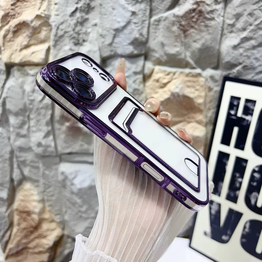 Stoßfeste Kartenhalter-Schutzhülle für Apple iPhone 17 bis 11 Pro Max mit Schlitz und weicher Beschichtung in Transparent oder Schwarz - Bild 2
