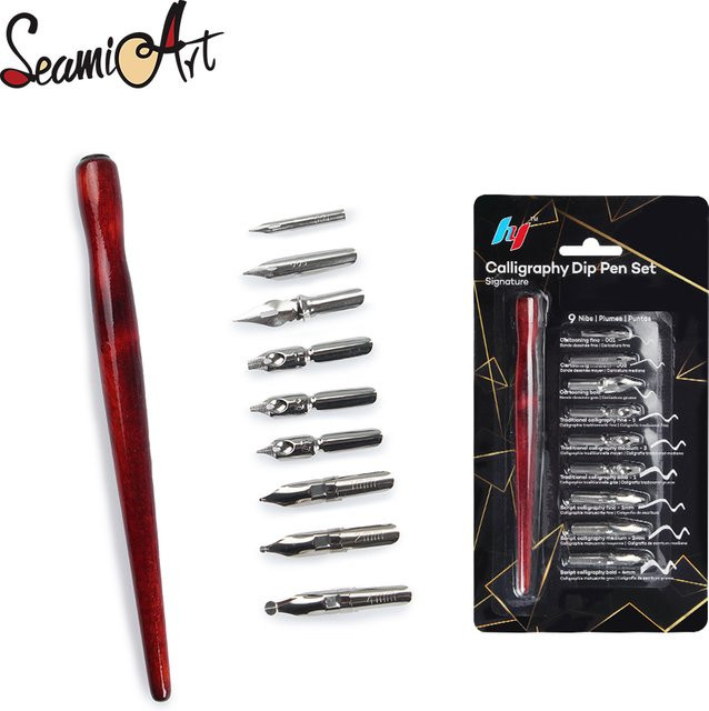 SeamiArt Dip Pen Set mit 9 Stiftspitzen und 1 Stifthalter für Cartoon Animation, Schriftzug und Kunstzeichnungen - Bild 1