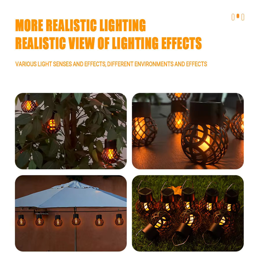 Heinast LED Solar Laterne mit Flammen-Effekt, wasserdichte Hängeleuchte für Garten, Terrasse und Hof - Bild 3