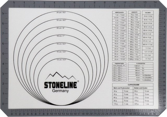 STONELINE Backmatte aus Silikon in Weiß mit Hilfslinien und internationalen Umrechnungstabellen, B: 42 cm, H: 29,5 cm - Bild 1