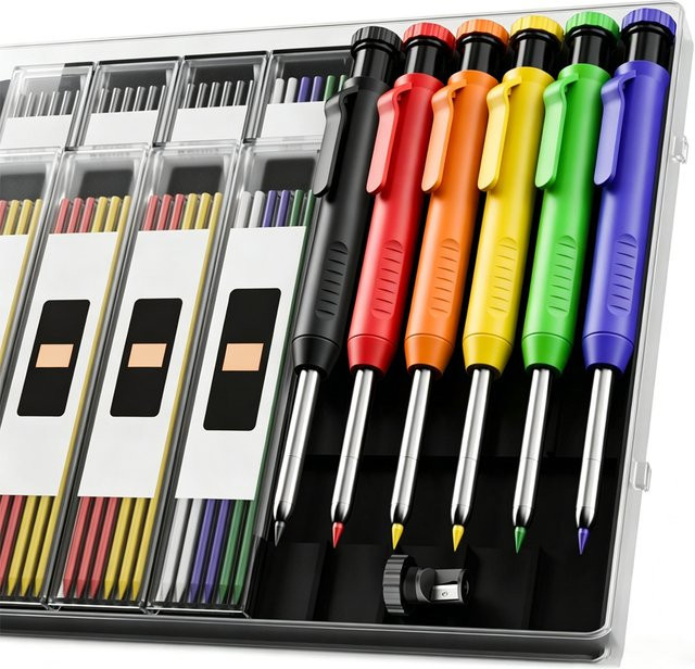 ZOMASOU Wiederverwendbare Zimmermanns-Marker mit langem Kopf und integriertem Spitzer in Multicolour - Bild 1