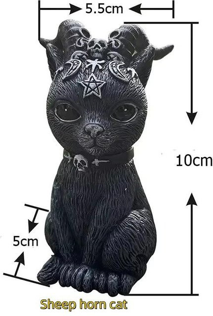 Schwarze Katze Statue als dekorative Hexenfigur aus Harz für Halloween und die Schreibtischdekoration - Bild 1