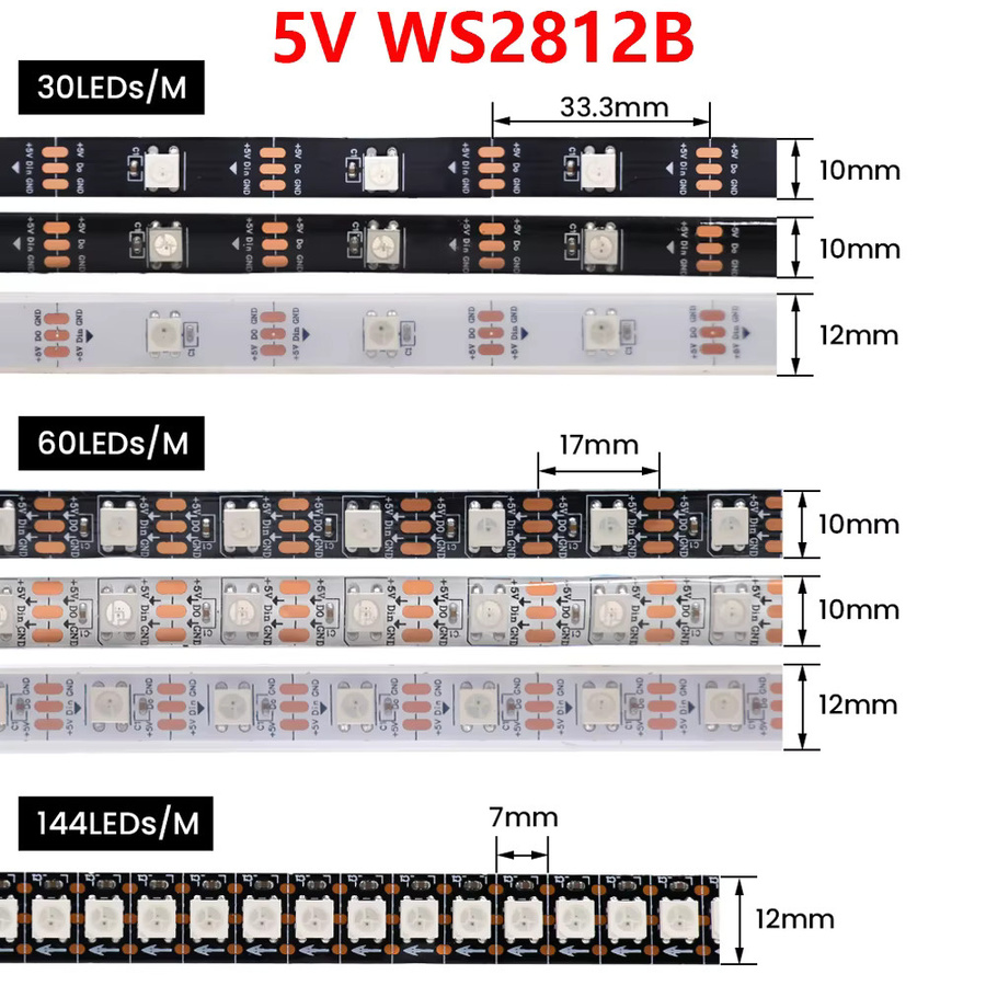 KISUFU RGB Smart LED Streifen individuell adressierbar mit WS2812B WS2811 WS2813 WS2815 5050 IC - Bild 3