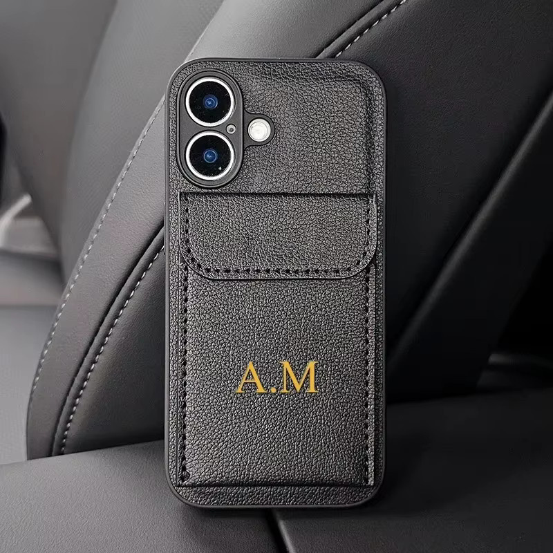 Personalisierte Lederhülle mit Kartenhalter für Apple iPhone in Rot - Bild 2