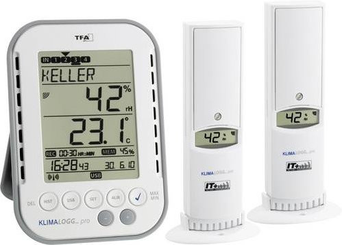 TFA Dostmann KLIMALOGG PRO Starter Set Luftfeuchtemessgerät Hygrometer in Weiß mit Datenloggerfunktion - Bild 1