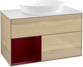 V&B Waschtischunterschrank Finion 100 in Weiß mit Eichenregal lackiert - Bild 1