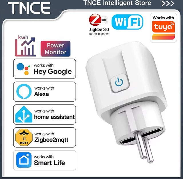 TNCE Smart Socket WiFi oder Zigbee3.0 mit Power Monitor und Timer-Funktion, weiß - Bild 1