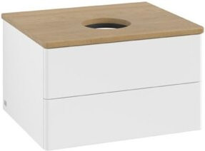 V&B Waschtischunterschrank Antao ohne Frontstruktur in Eiche Honig und Weiß lackiert, B/T/H: 60 x 36 x 50 cm - Bild 1