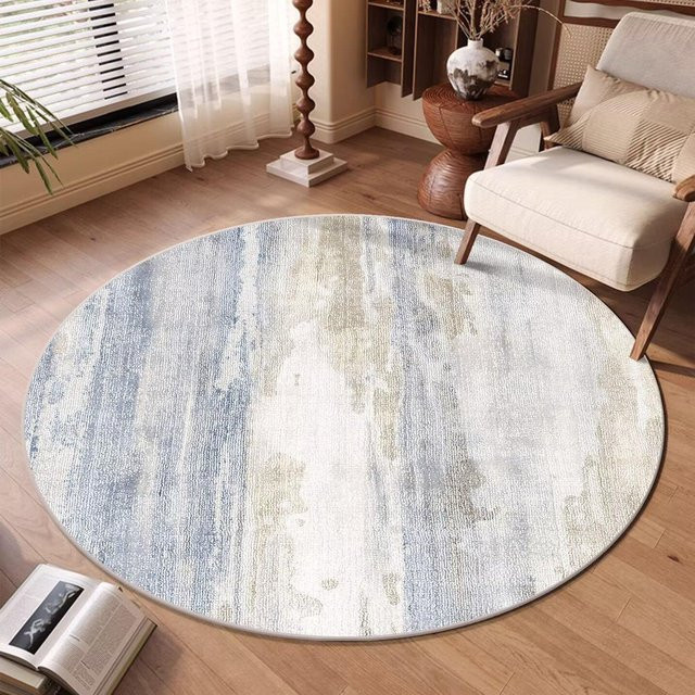 JGJG Abstrakt Runder Teppich Multicolour, Waschbar und Rutschfest, Durchmesser: 80 cm - Bild 1