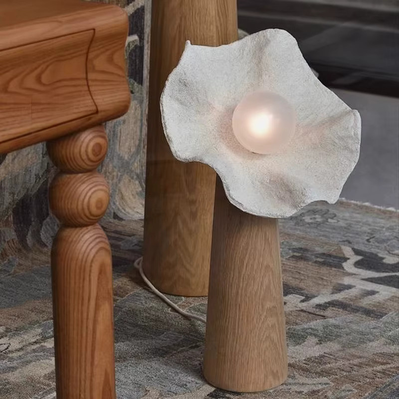 JINYU Wabi Sabi Stehlampe aus Massivholz in Weiß für Wohnzimmer, Schlafzimmer und Arbeitszimmer - Bild 3
