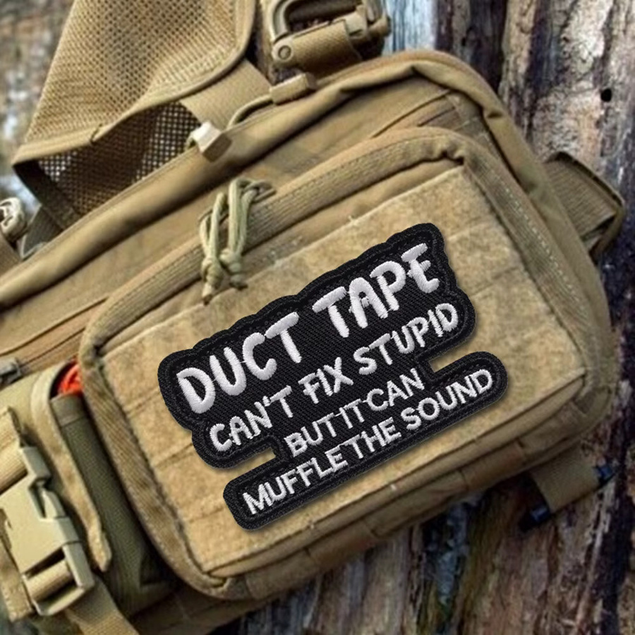 Bestickter Klettverschluss Aufnäher Duct Tape Meme Taktisches Abzeichen in Schwarz für Rucksack und Mütze - Bild 2