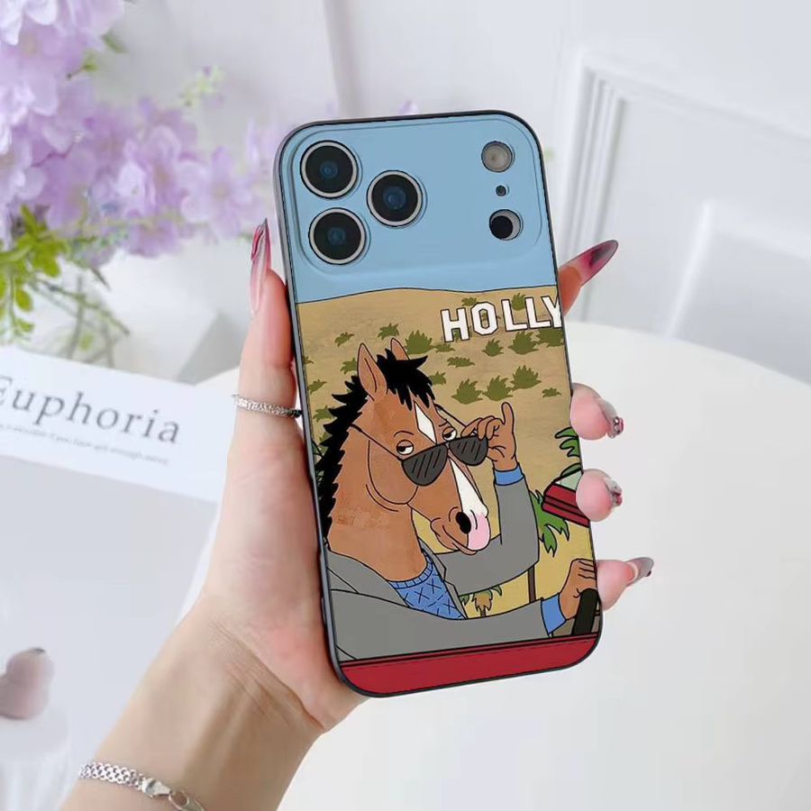 Bilibili B-Bojack H-Reiter Handyhülle für iPhone 11 bis 17 Pro Max Plus Air Mini, Schwarz, weiches Silikon - Bild 2