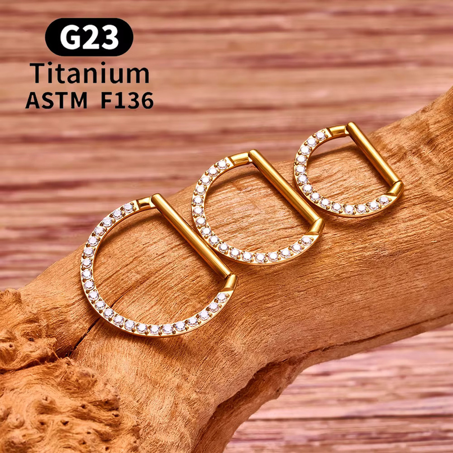 UHERA Nasenring Titan, D-Form, Zirkonia, Unisex - Bild 2