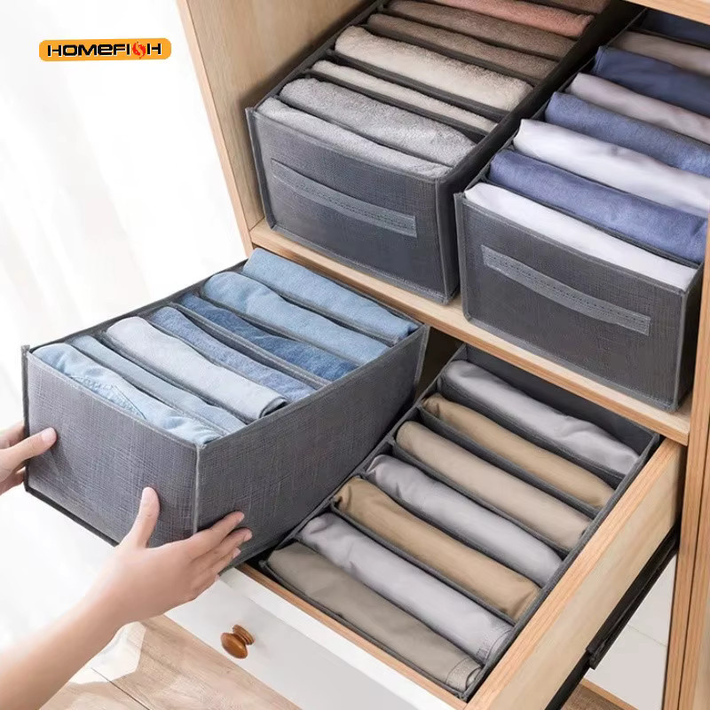 XIANGYANGHUA Aufbewahrungsbox mit 9 Gittern aus Vliesstoff in Grau, stapelbar und platzsparend für Kleidung und Unterwäsche - Bild 4