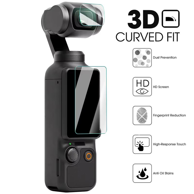 DJI Schutzfolie aus gehärtetem Glas für DJI OSMO Pocket 3 und Pocket 4, transparentes Display- und Objektivschutz-Set - Bild 2