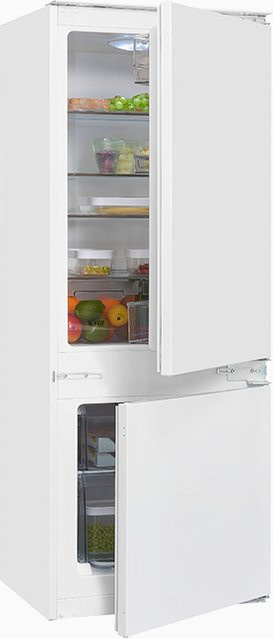 Exquisit EKGC225-40-110F Einbau Kühl-Gefrierkombination in Weiß mit LED-Innenbeleuchtung und Flaschenregal, B/T/H: 54 x 54 x 220 cm - Bild 1