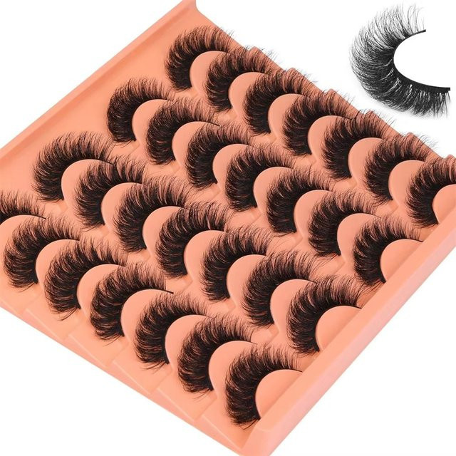 JIEFUXIN Künstliche Wimpern 8D Volumen, Cat-Eye-Stil, 14 Paar - Bild 1