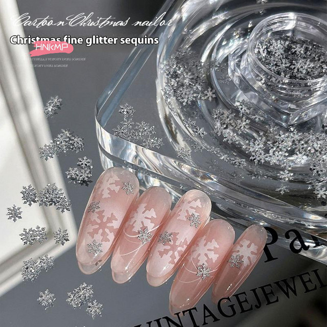 Nageldekoration Schneeflocken Pailletten, Silber, Glänzend, Unisex - Bild 1