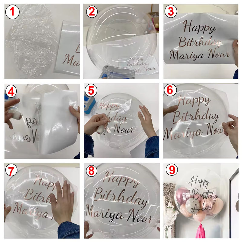 Personalisierter Namensaufkleber von MicroPlush in Gold für transparente Blasenballons, ideal für Geburtstag, Hochzeit, Babyparty und Weihnachtsdekoration - Bild 2