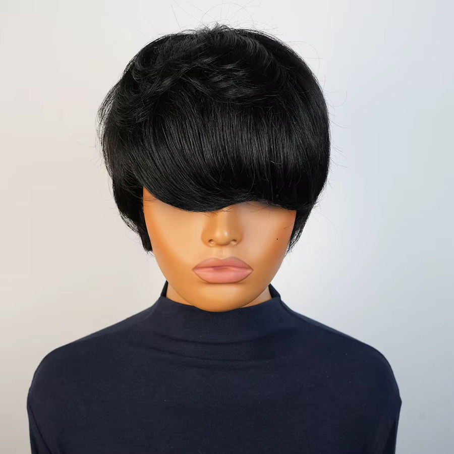 OYM HAIR Pixie-Schnitt-Perücke, glatte Echthaar-Perücke, Damen - Bild 6