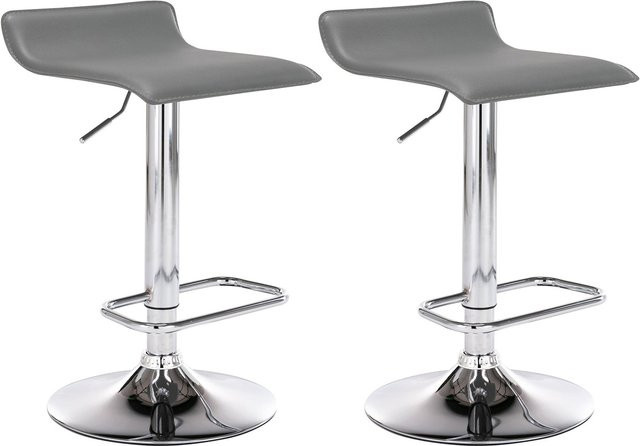 TPFLiving 2er Set Barhocker Dynasty One in Grau mit Kunstleder und Chromoptik Metallgestell, H: 120 cm, B: 41 cm, T: 38 cm - Bild 1