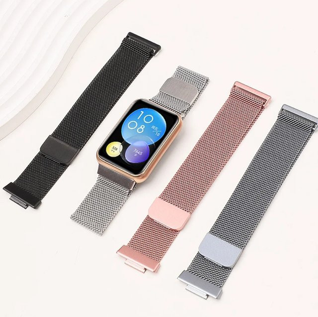 Uhrenarmband Edelstahl, Milanese-Loop, Silber, Unisex, für Huawei Watch FIT 2 - Bild 1