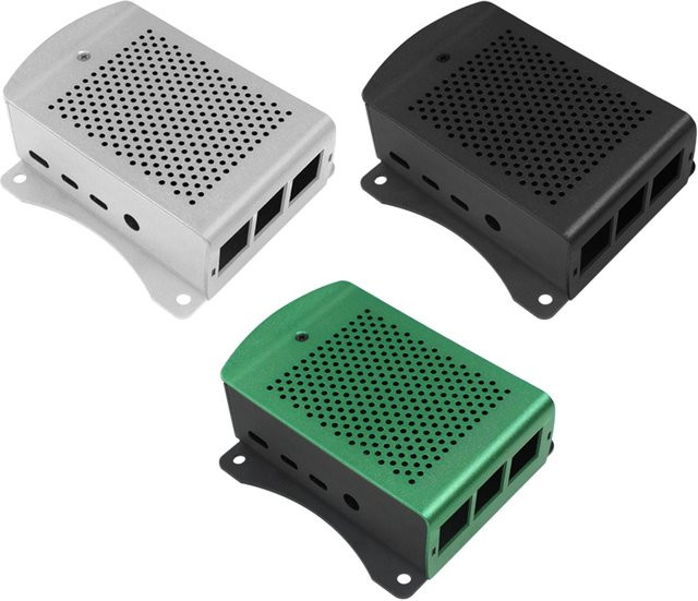 AISANRAY Aluminium Gehäuse für Raspberry Pi 4 Modell B in Schwarz mit Hängerehalung, Lüfter und Schraubendreher - Bild 1