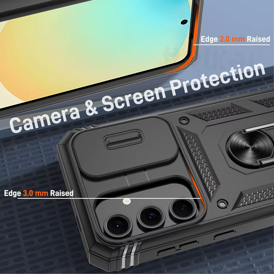 Robuste Schutzhülle von Huikai für Samsung Galaxy S25 FE S25 Ultra S24 S23 S22 A17 A56 A36 A16 mit Kamera-Objektivschutz und Slide-Funktion in Schwarz oder Grün - Bild 3