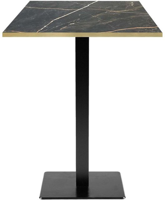 RestooTab Stehtisch Milan quadratisch in Schwarz mit messingfarbenen Kanten, B/T/H: 60 x 60 x 113 cm - Bild 1
