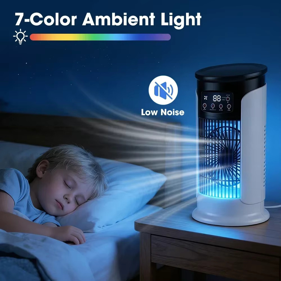 AFDEAL Tragbarer Klimaanlagen-Ventilator mit Luftbefeuchter und LED-Display in Weiß - Bild 6