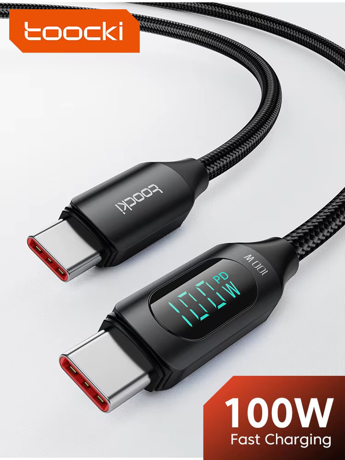Toocki PD100W USB-C auf USB-C Schnellladekabel mit Digitalanzeige in Schwarz für iPhone 16 15, MacBook und iPad - Bild 7