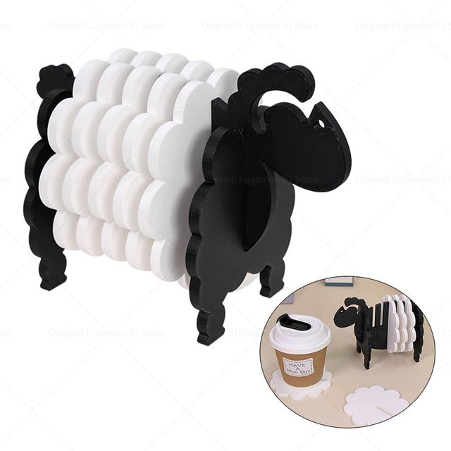 5er Set Blumenform Untersetzer mit Tassenhalter in Weiß aus Kunststoff für Home Office und Tischdekoration - Bild 1