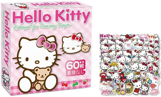 Sanrio Hello Kitty Kuromi Cinnamoroll Pochacco Sticker, pink, 60 Stück - Bild 1