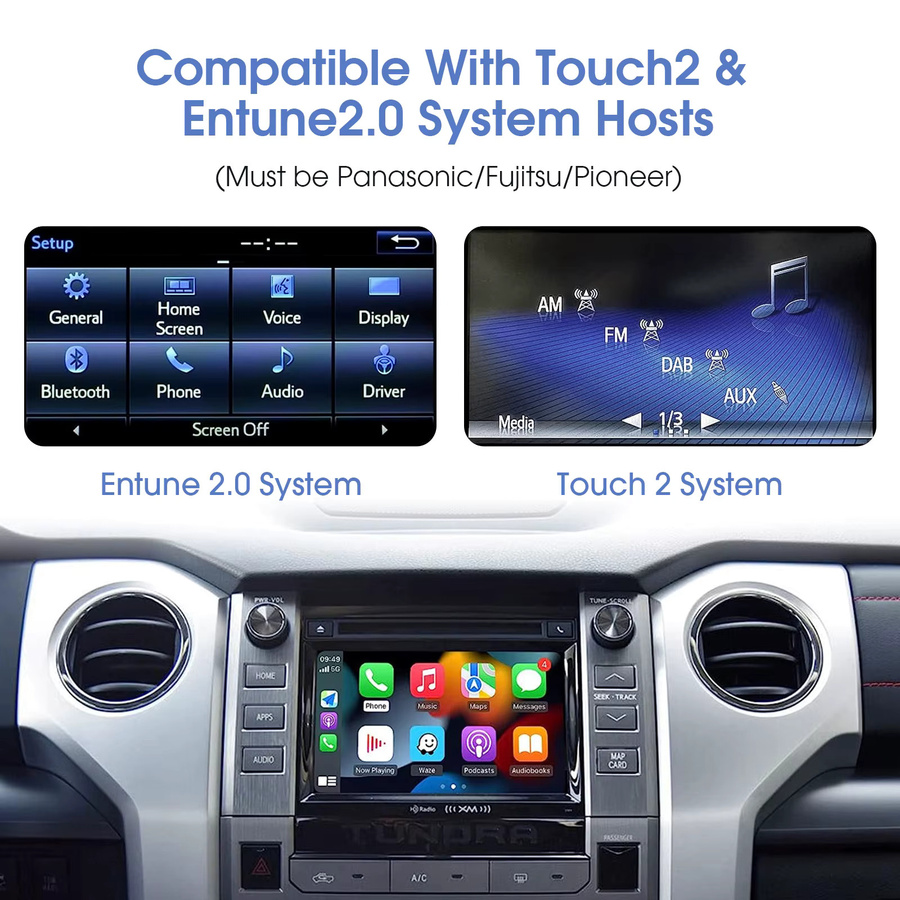 LEXXSON Kabelloser CarPlay und Android Auto Adapter für Toyota mit Entune 2.0, Upgrade-Decoder-Box für Corolla, Tacoma und Camry, Schwarz - Bild 5