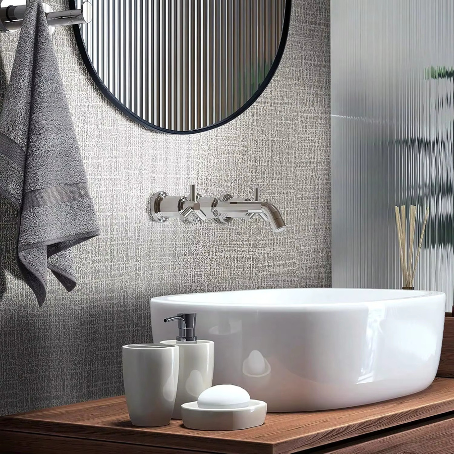 TTOKKONG WALLPAPER Selbstklebende Vintage-Tapete in Grau mit Leinenstruktur als Vinyl-Kontaktfolie für Küche, Arbeitsplatte und Wohnzimmer - Bild 2