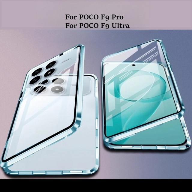 Stoßfeste transparente Metall-Magnet-Hülle für Xiaomi Poco F9 Pro, F9 Ultra und F8 in Schwarz und Transparent - Bild 1