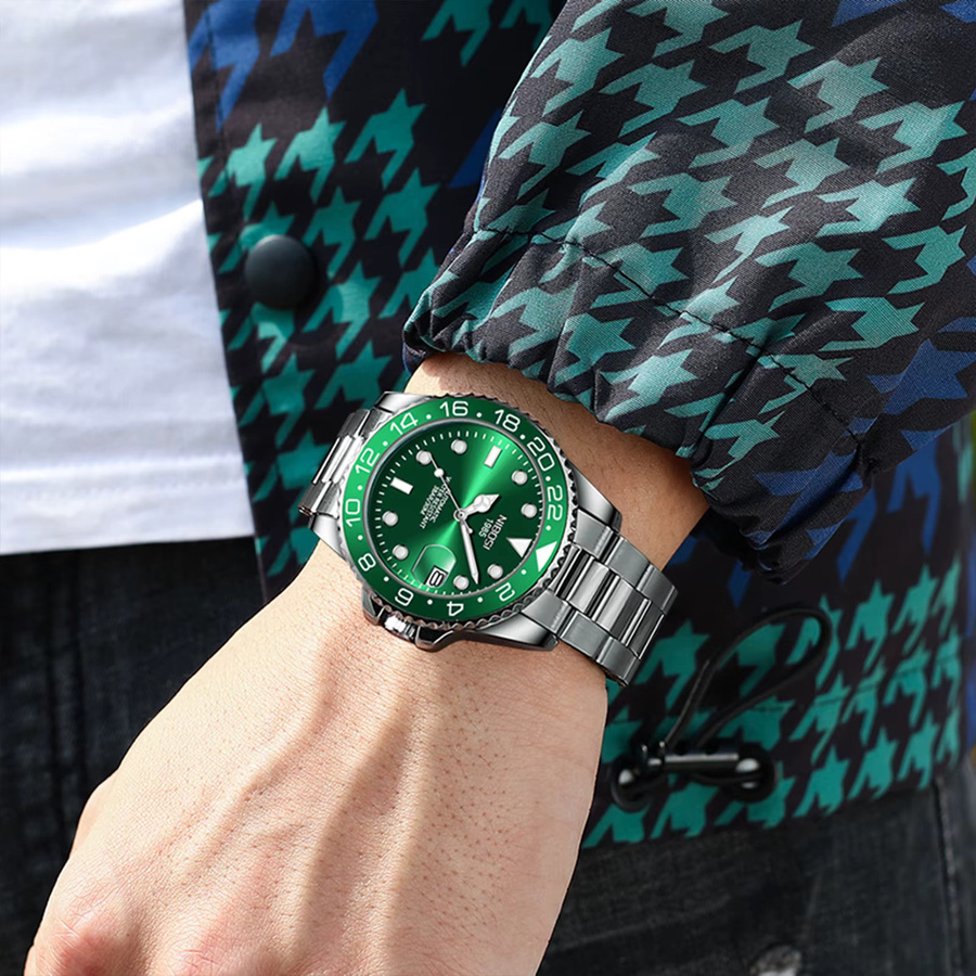 NIBOSI Armbanduhr Edelstahl, Quarz, Wochentag, Datum, Herren - Bild 5