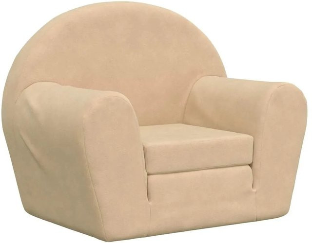 vidaXL Schlafsofa für Kinder in Creme, weicher Plüsch, B/T/H: 140 x 76 x 57 cm - Bild 1