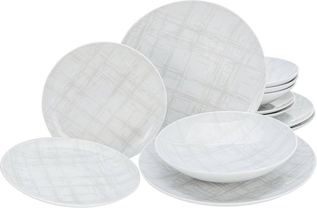 CreaTable Tafelservice Home Shabby Chic aus Porzellan in Weiß, 12-teilig - Bild 1