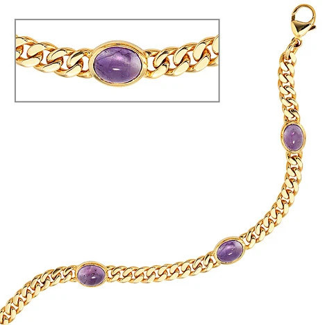 Colfem Armband 585 Gelbgold, Amethyst, 19 cm - Bild 1