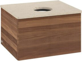 V&B Waschtischunterschrank Antao mit Frontstruktur und Beleuchtung in Walnut, B/T/H: 60 x 36 x 50 cm - Bild 1