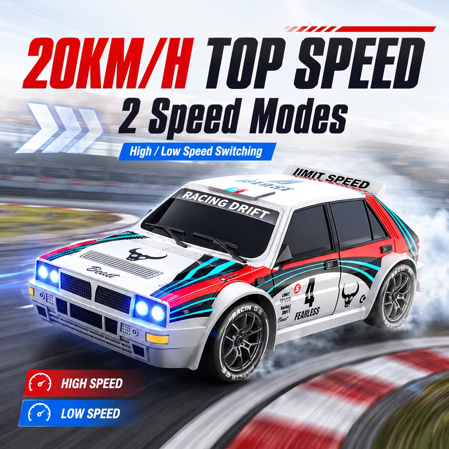 ZNLYRION 4WD RC Drift Auto, ferngesteuertes Rennfahrzeug, Maßstab 1:24, mit LED-Lichtern - Bild 4