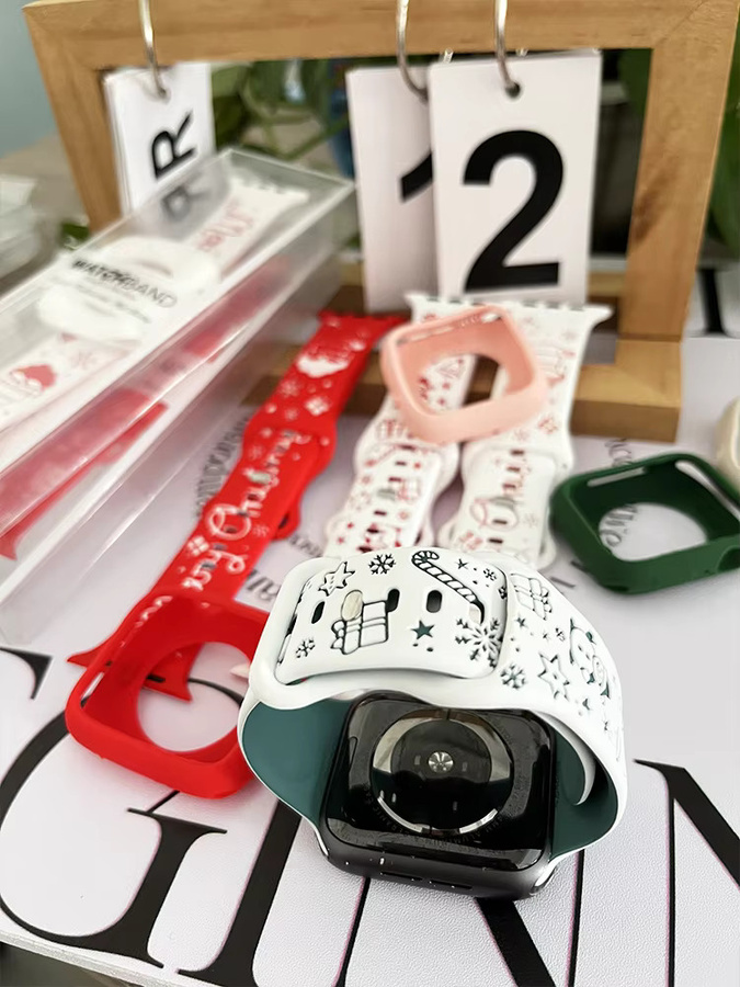 Silikonarmband mit weicher Hülle für Apple Watch, Weiß, Unisex - Bild 1