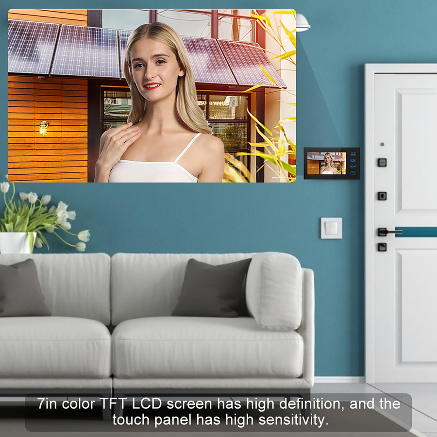 GoolRC Video-Türsprechanlage mit 2 Monitoren und 7 Zoll Touch-Display in Schwarz inklusive Nachtsicht und EU-Standard - Bild 7